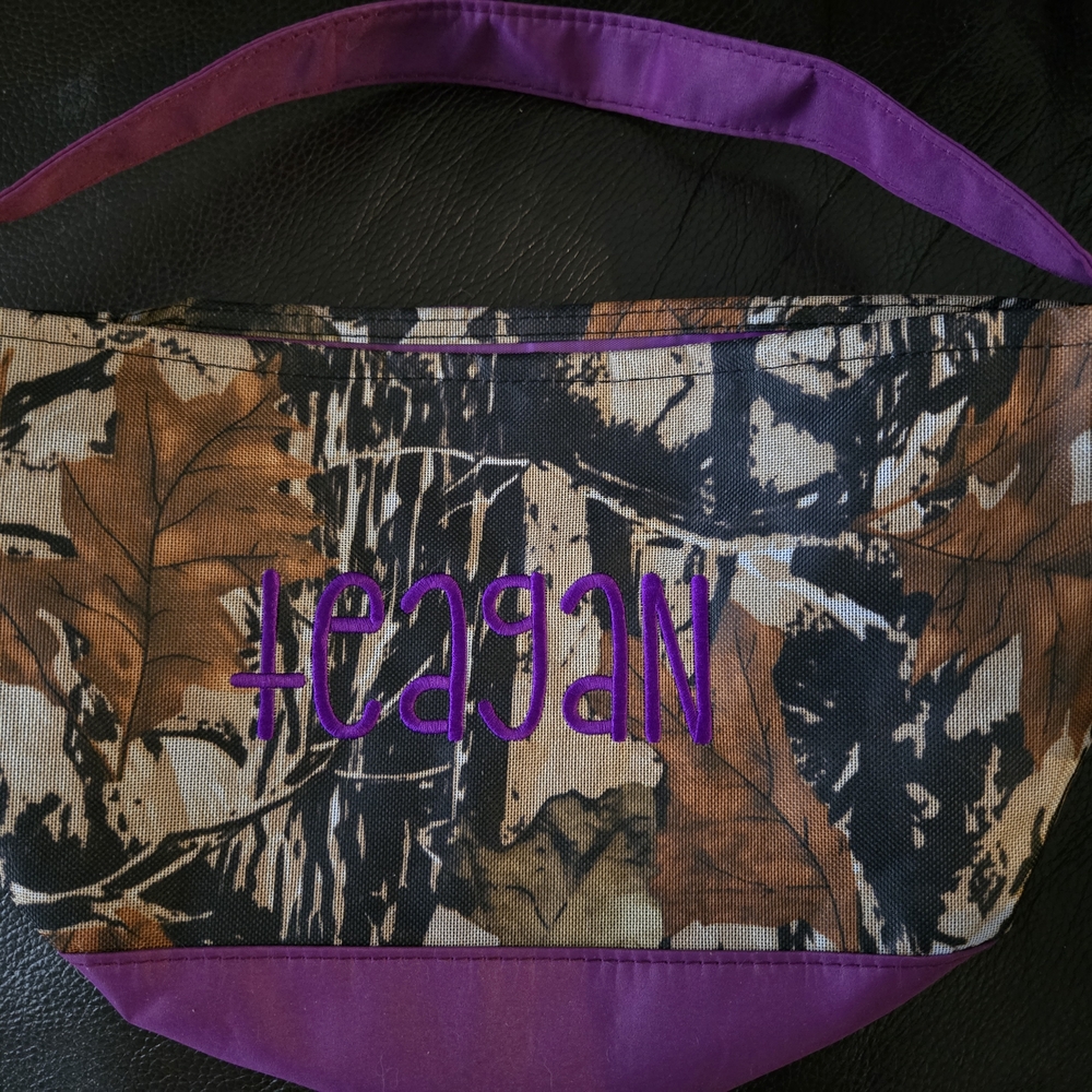 Purple and Camouflage Tote Bag